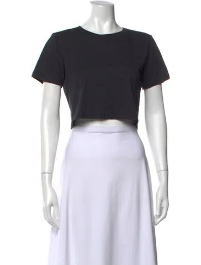 Pre-owned Staud Crew Neck Short Sleeve Crop Top In Blue