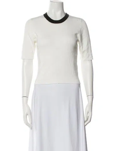 Pre-owned Staud Crew Neck Short Sleeve Crop Top In White
