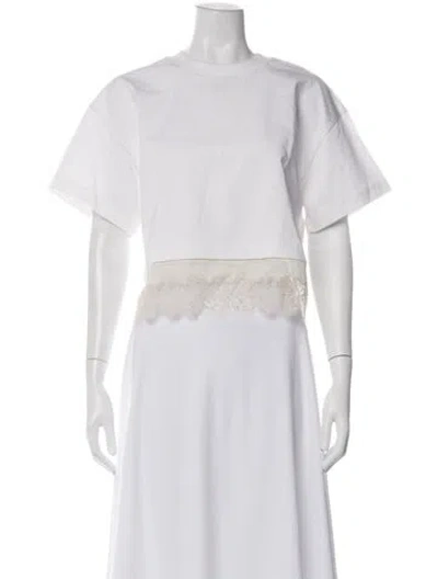 Pre-owned Staud Crew Neck Short Sleeve Crop Top In White