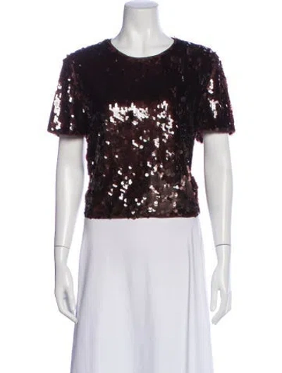Pre-owned Staud Crew Neck Short Sleeve Top In Brown