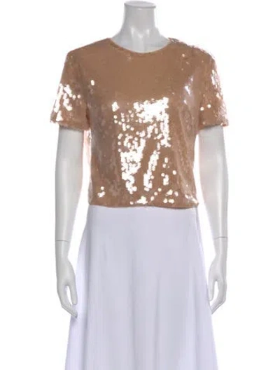 Pre-owned Staud Crew Neck Short Sleeve Top In Brown