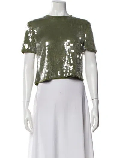 Pre-owned Staud Crew Neck Short Sleeve Top In Green