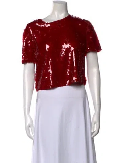Pre-owned Staud Crew Neck Short Sleeve Top In Red