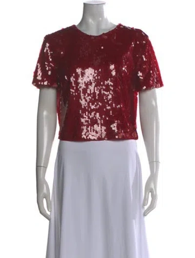 Pre-owned Staud Crew Neck Short Sleeve Top In Red