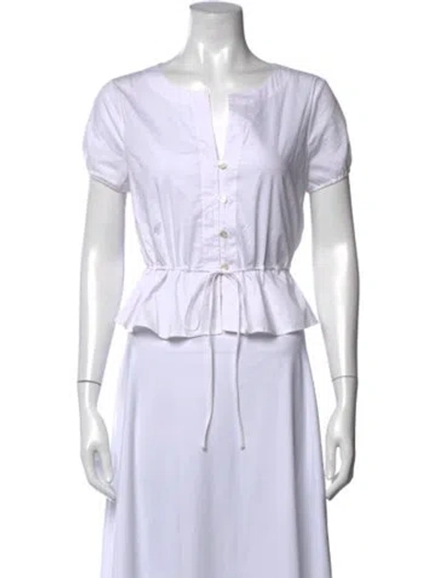 Pre-owned Staud Crew Neck Short Sleeve Top In White