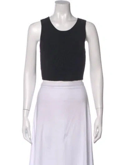 Pre-owned Staud Crew Neck Sleeveless Crop Top In Black