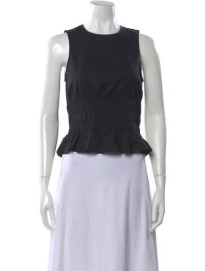 Pre-owned Staud Crew Neck Sleeveless Crop Top In Blue