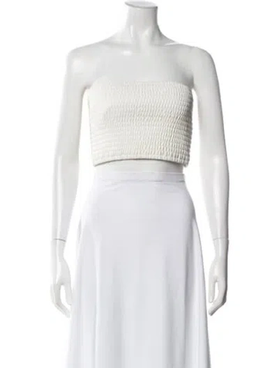 Pre-owned Staud Crew Neck Sleeveless Crop Top In Neutral