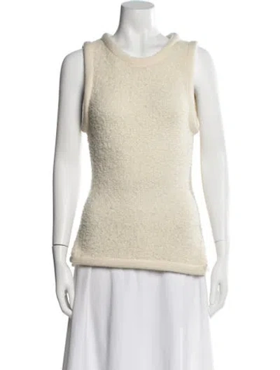 Pre-owned Staud Crew Neck Sleeveless Top In Neutral
