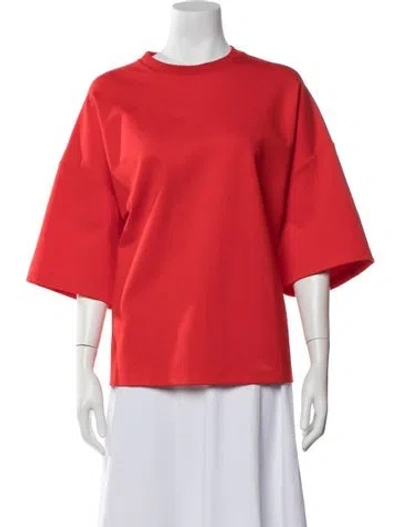 Pre-owned Staud Crew Neck Three-quarter Sleeve Top In Red