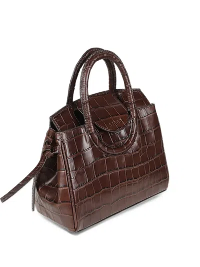 Staud Croc-effect Leather Tote Bag In Black