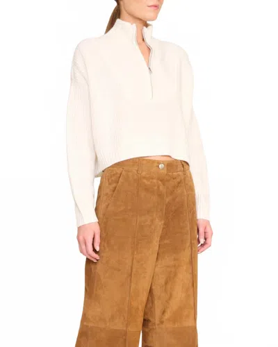 Staud Cropped Cashmere Sweater In Ivory
