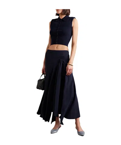 Staud Cropped Cotton-blend Sweater In Blue