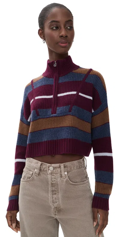 Staud Cropped Hampton Cashmere Sweater Monaco Stripe