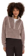 Staud Cropped Hampton Sweater Bisque In Brown