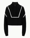 Staud Cropped Hampton Sweater In Black