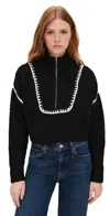 Staud Cropped Hampton Sweater In Black In Black