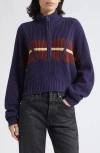 Staud Cropped Hampton Sweater In Blue