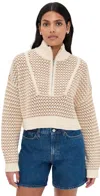 Staud Cropped Hampton Sweater Breeze Crème