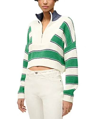 Staud Stripe Crop Cotton Blend Sweater In Multi
