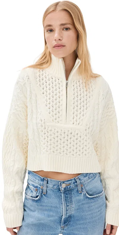 Staud Cropped Hampton Sweater Buttercream In White