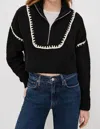 Staud Cropped Hampton Sweater In Black In Black