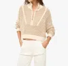 Staud Cropped Hampton Sweater In Breeze Creme In Multi