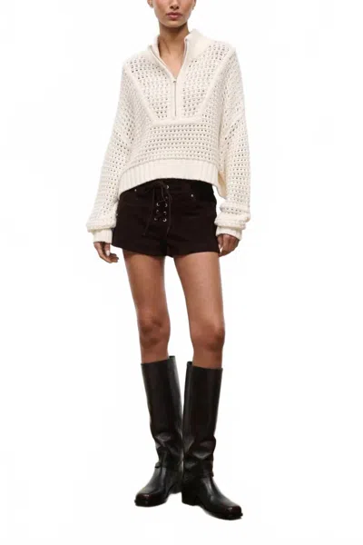 Staud Cropped Hampton Sweater In Ivory In White