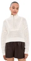 Staud Cropped Hampton Sweater Ivory In White