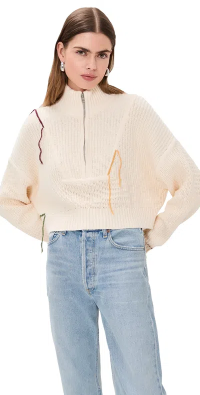 Staud Cropped Hampton Sweater Jungle Leopard