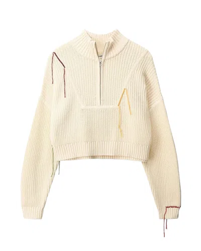 Staud Cropped Hampton Sweater Jungle Leopard In Cream