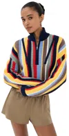 Staud Cropped Hampton Sweater Market Stripe In Multi