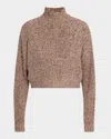 Staud Hampton Half Zip Crop Sweater In Mocha Melange