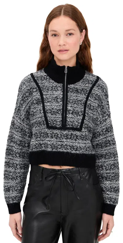 Staud Cropped Hampton Sweater Telluride In Black