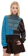 Staud Cropped Hampton Sweater Zuma Stripe Multi In Multi
