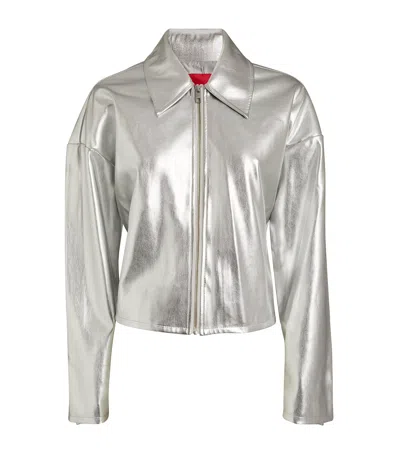 Staud Cropped Lennox Jacket In Silver