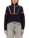 Staud Cropped Hampton Sweater In Navy Multi In Blue