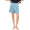Staud Luisa Wide Leg Bermuda Shorts In Slate Blue