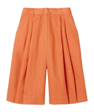Staud Cruz Pleated Shorts In Orange