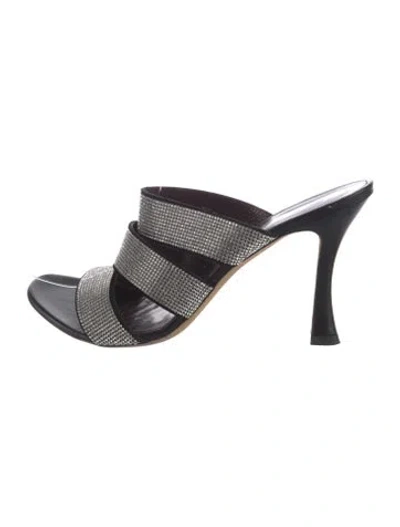 Pre-owned Staud Crystal Crystal Embellishments Sandals In Black