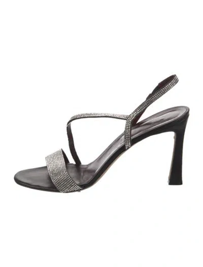 Pre-owned Staud Crystal Crystal Embellishments Slingback Sandals In Black