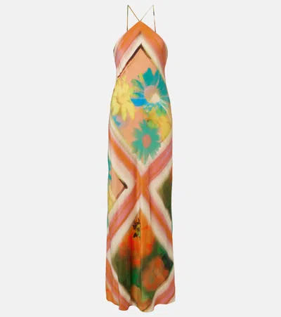 Staud Cubism Maxi Dress Superbloom Scarf In Multi