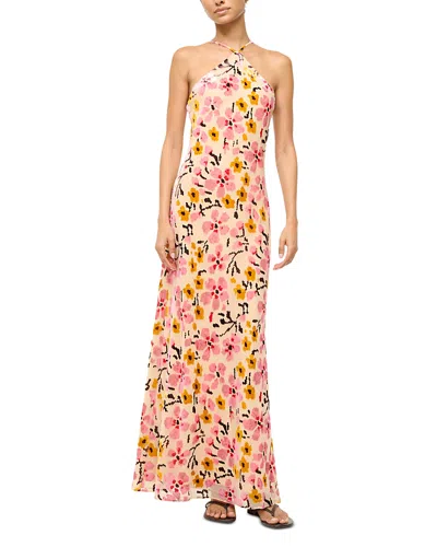Staud Cubism Halter Dress In Blossom Floral Tapestry