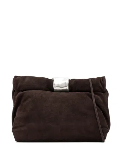 Staud Suede Cuff Clutch Bag In Brown