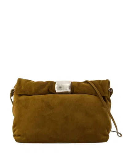Staud Cuff Suede Clutch Bag In Green
