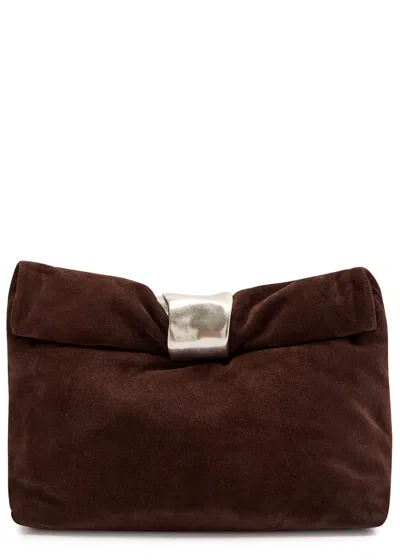 Staud Cuff Suede Clutch In Brown