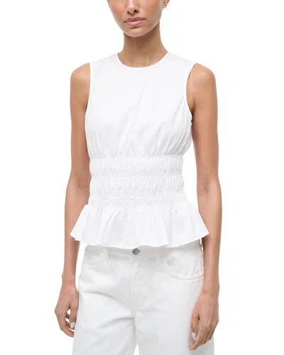 Staud Culver Peplum Top In White