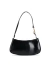 Staud Curved Black Handbag With Interlocking Metal Rings In Black