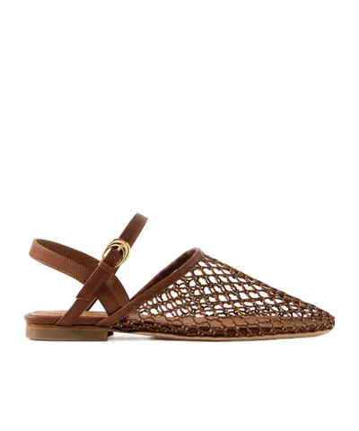 Staud Rete Crocheted And Leather Sandals In Brown