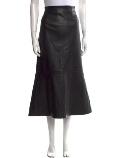 Pre-owned Staud Cutout Accent Midi Length Skirt In Black